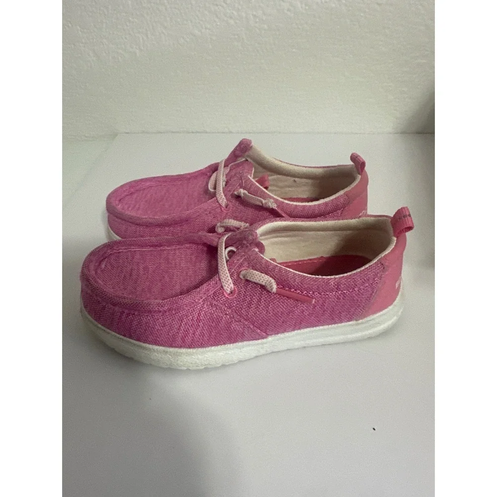 Eddie Bauer Roslyn Kids Pink Fabric Moc Toe Slip On Sneakers Size 12